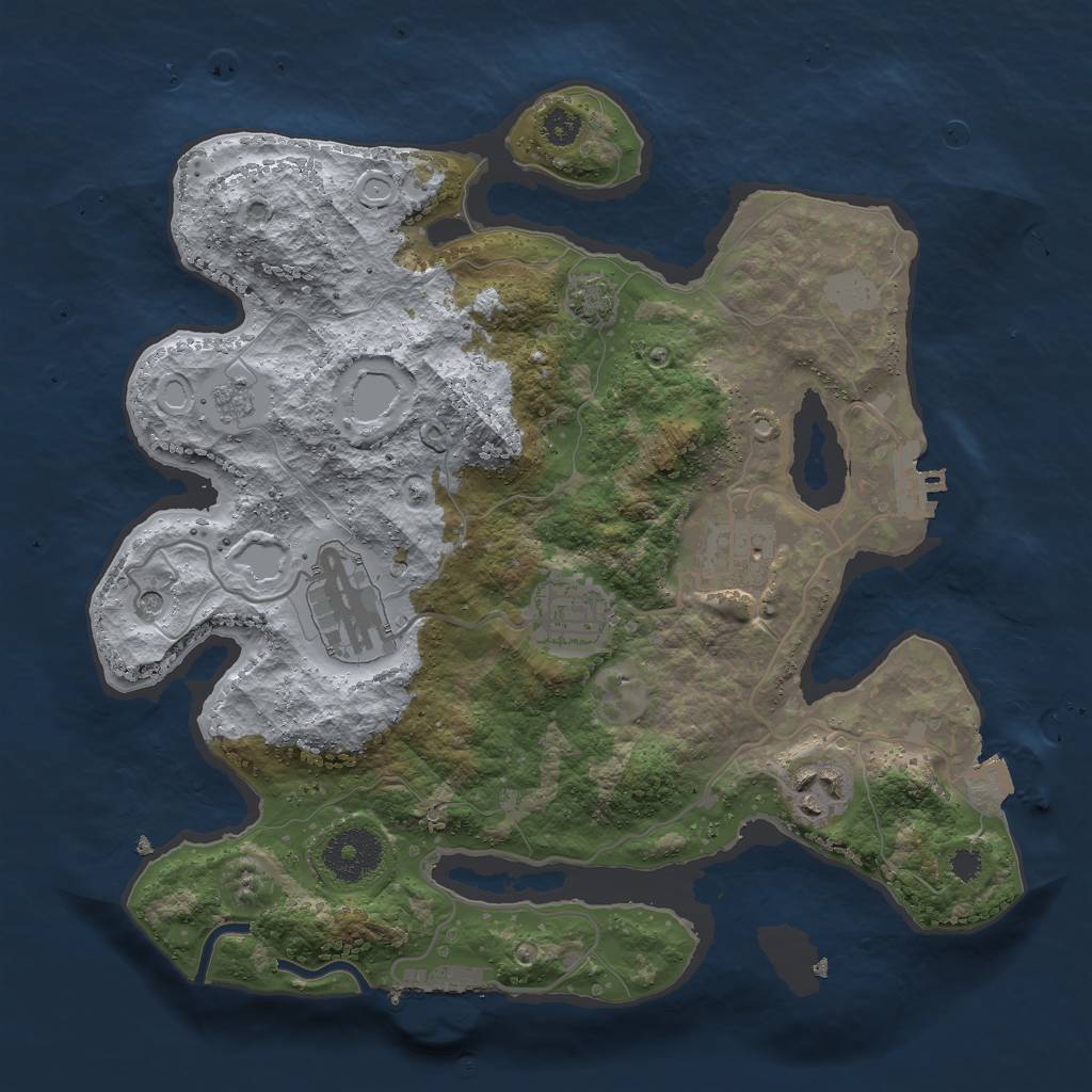 Rust Map: Procedural Map, Size: 3000, Seed: 12637, 12 Monuments
