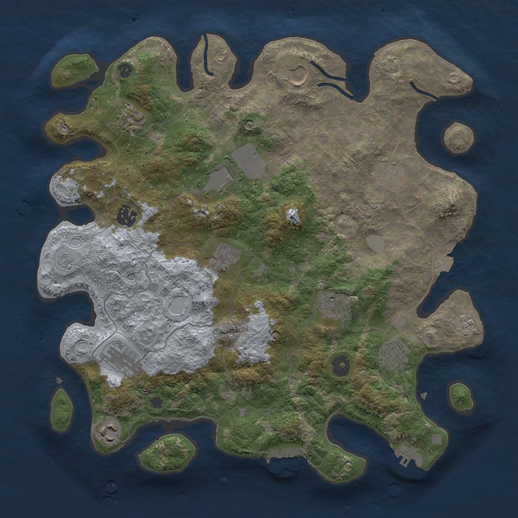 Rust Map: Procedural Map, Size: 3850, Seed: 65713323, 19 Monuments