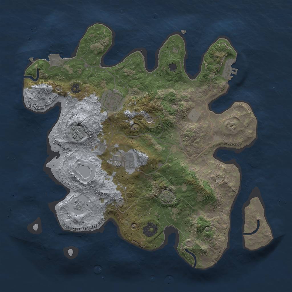 Rust Map: Procedural Map, Size: 3000, Seed: 5821907, 10 Monuments