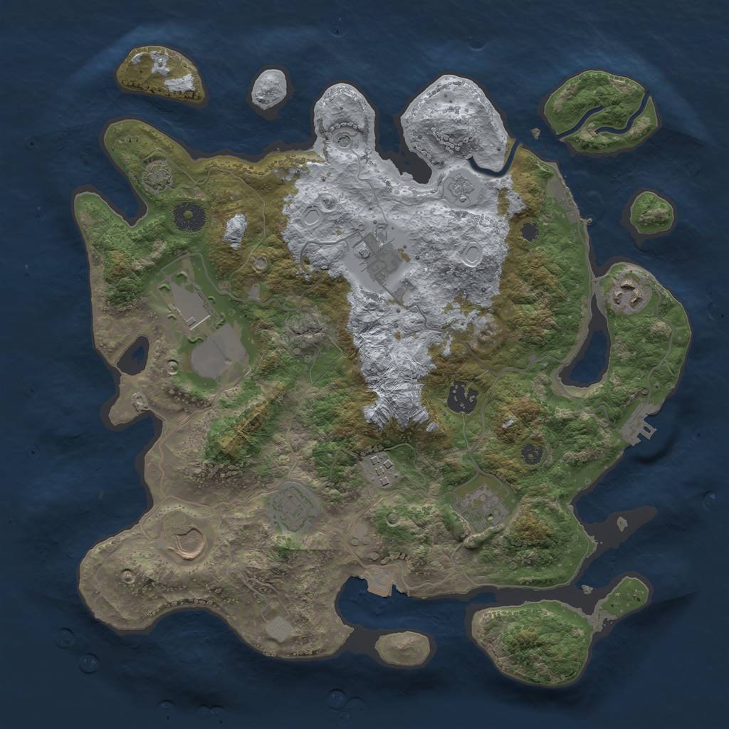 Rust Map: Procedural Map, Size: 3500, Seed: 18838284, 16 Monuments