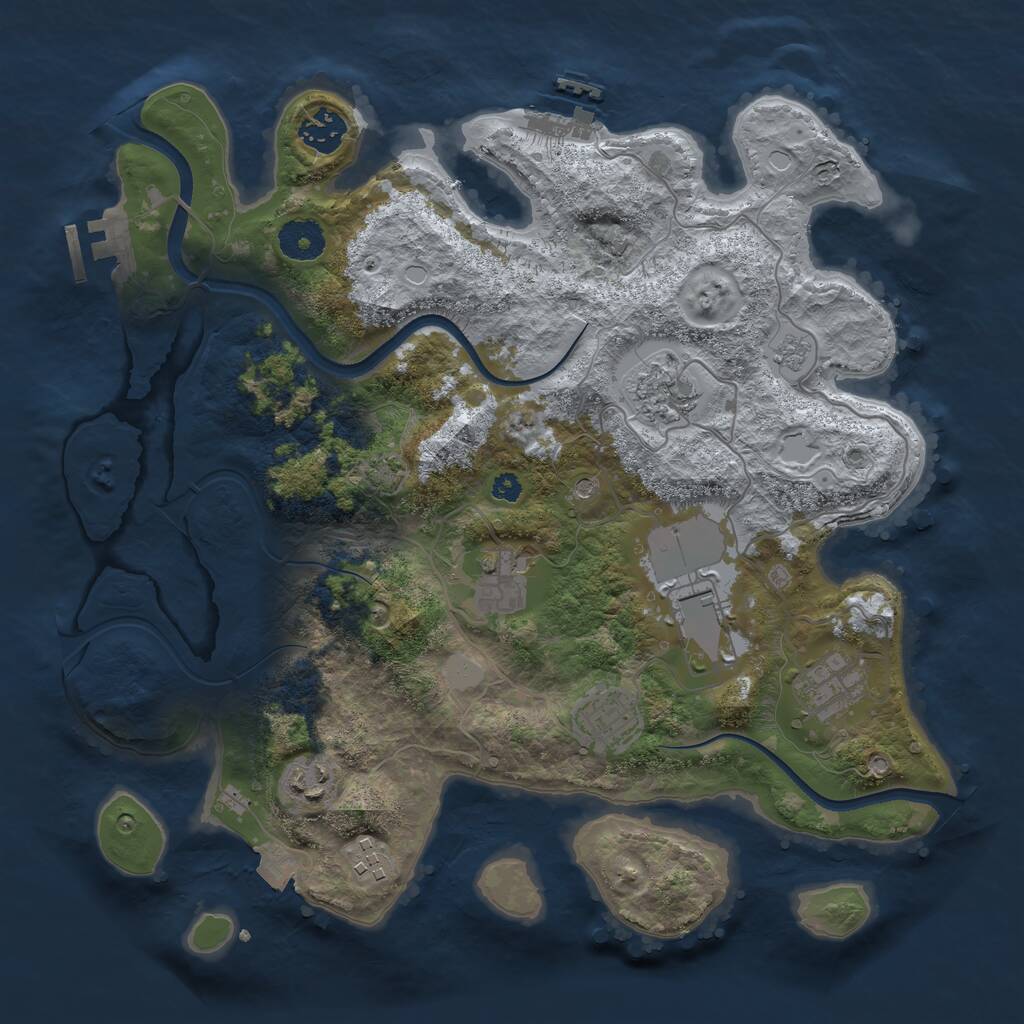 Rust Map: Procedural Map, Size: 3500, Seed: 1734964941, 14 Monuments