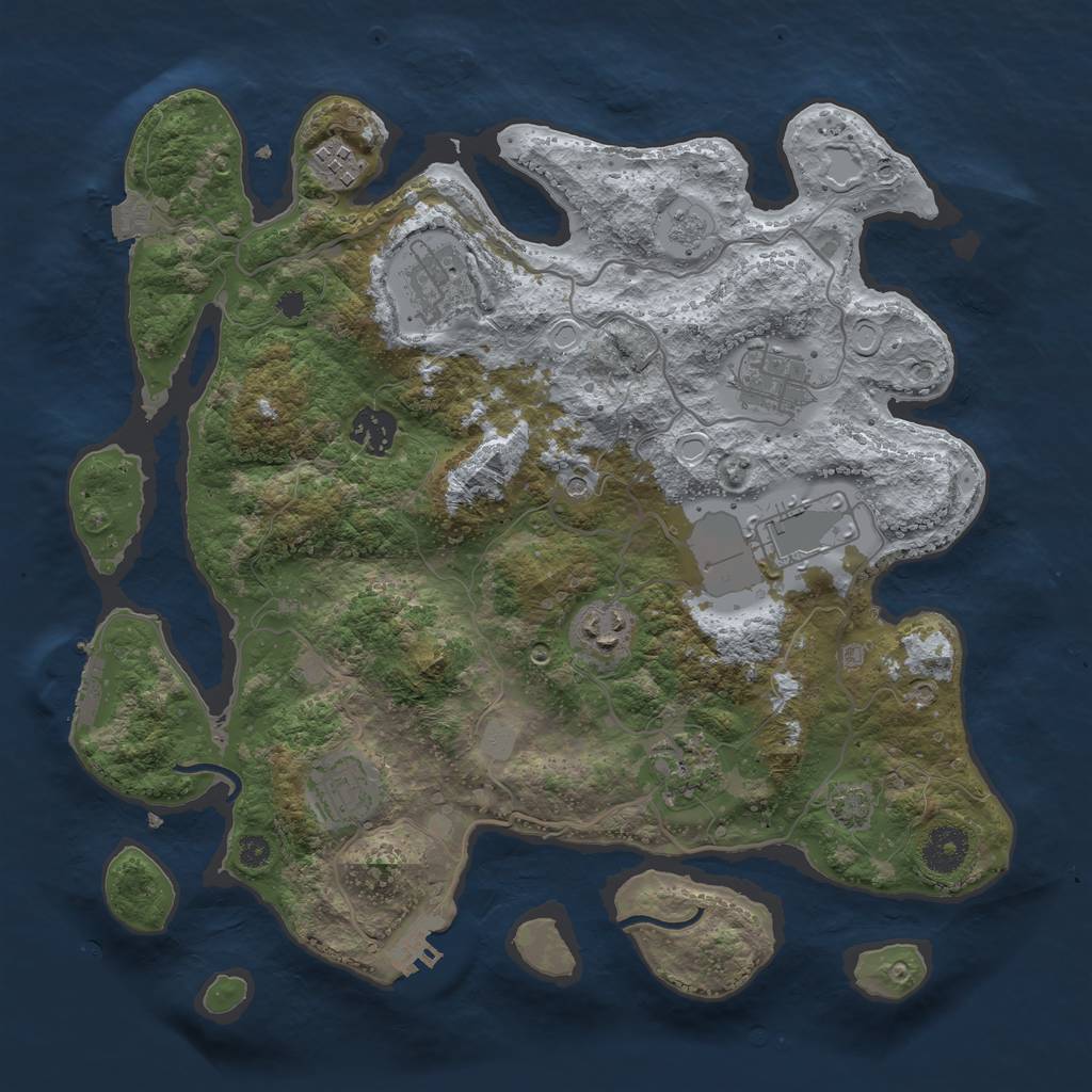 Rust Map: Procedural Map, Size: 3500, Seed: 1734964941, 16 Monuments