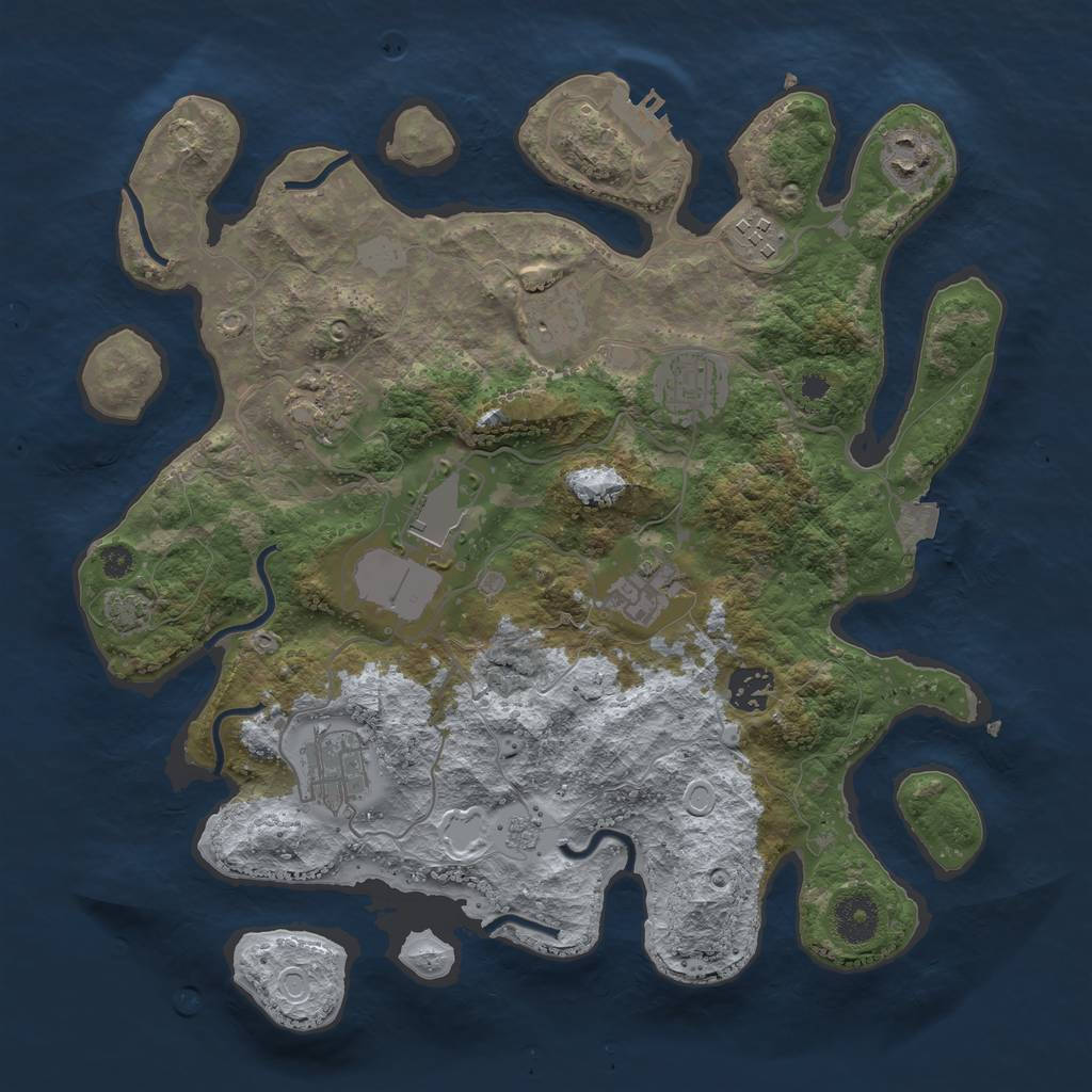 Rust Map: Procedural Map, Size: 3500, Seed: 9694231, 15 Monuments