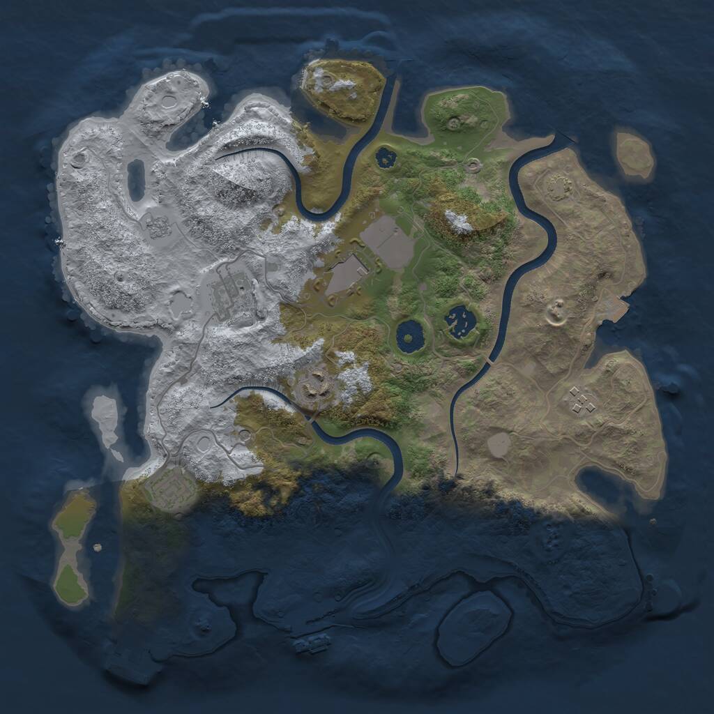Rust Map: Procedural Map, Size: 3500, Seed: 1394411765, 12 Monuments