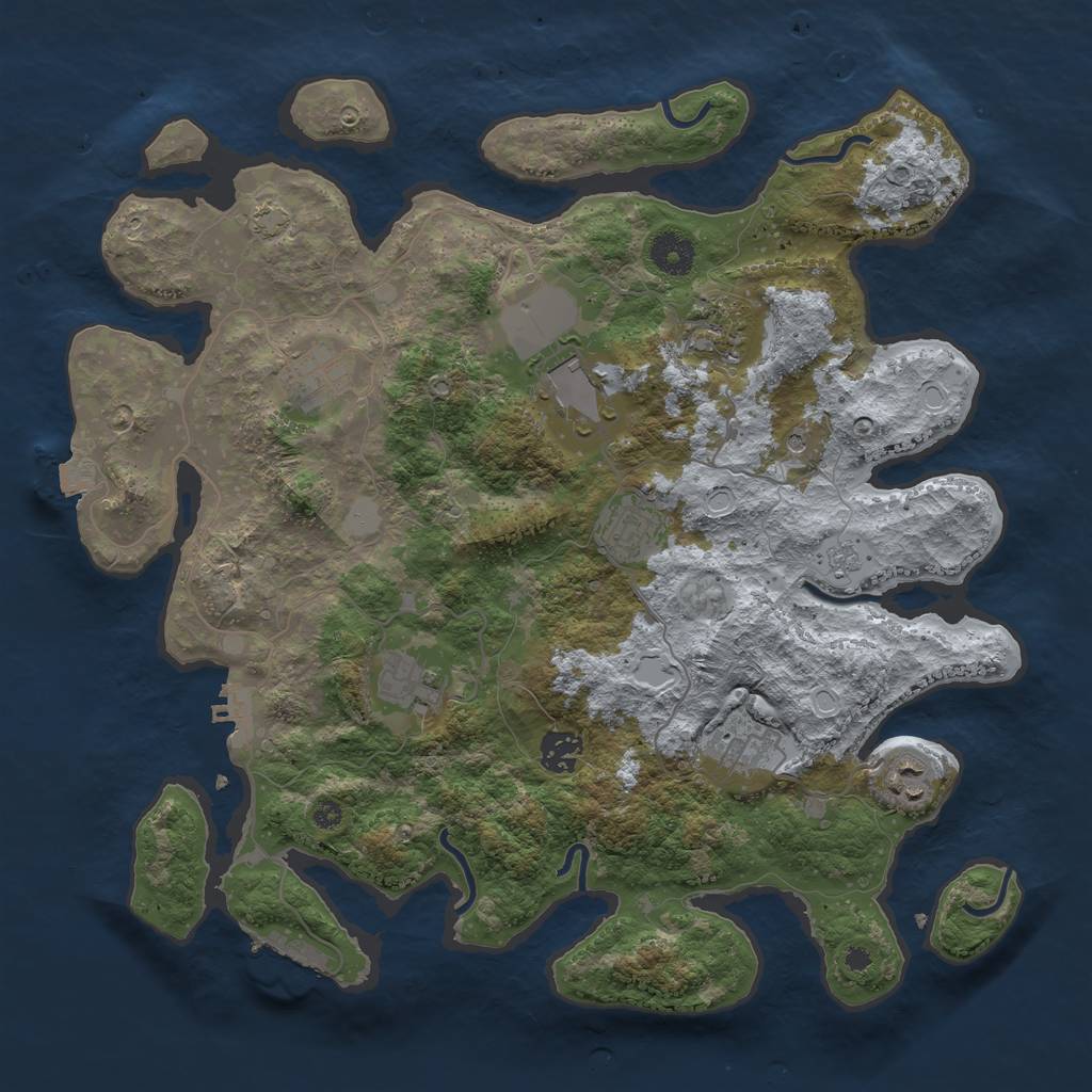 Rust Map: Procedural Map, Size: 3750, Seed: 529184333, 16 Monuments