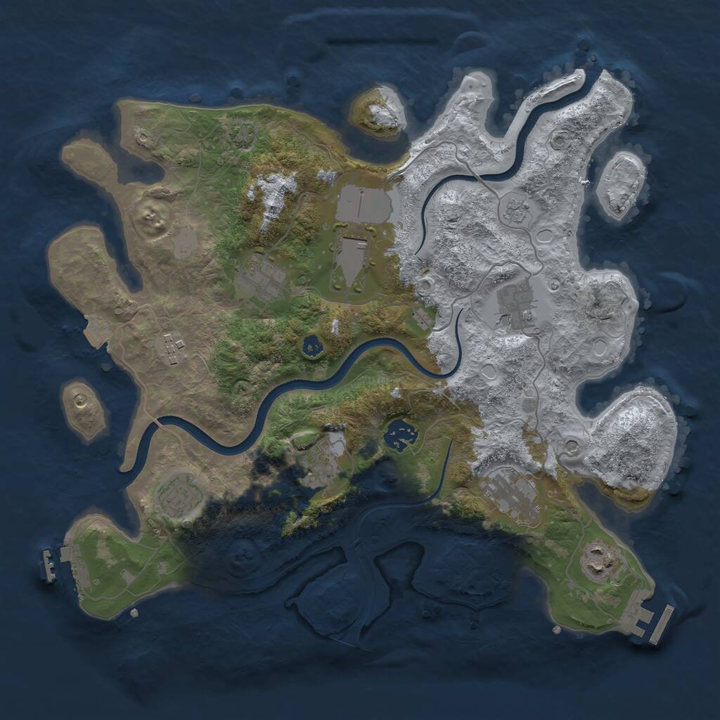 Rust Map: Procedural Map, Size: 3500, Seed: 1477435617, 15 Monuments