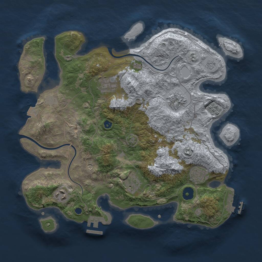 Rust Map: Procedural Map, Size: 3251, Seed: 1234567890, 12 Monuments