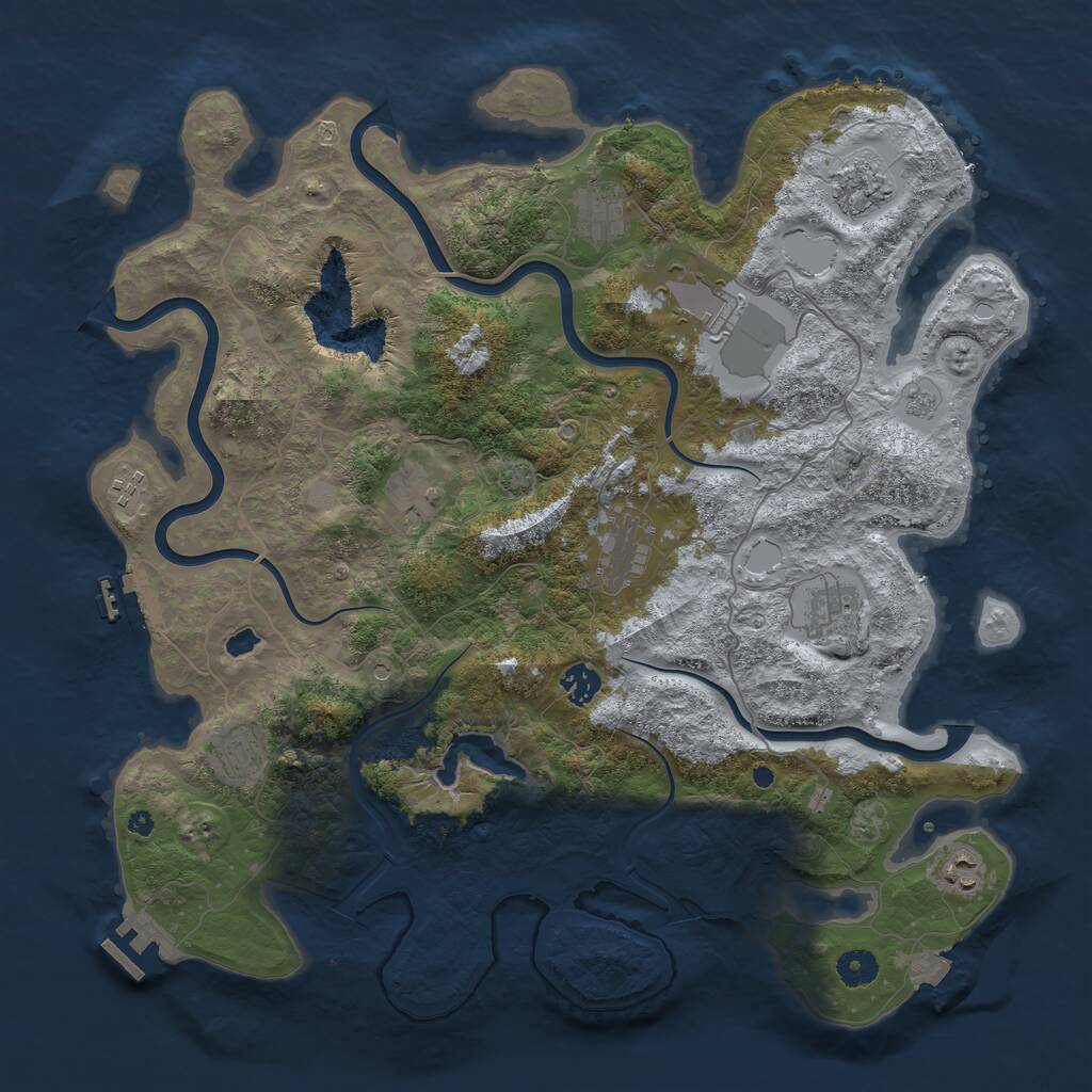Rust Map: Procedural Map, Size: 4200, Seed: 1073886808, 16 Monuments