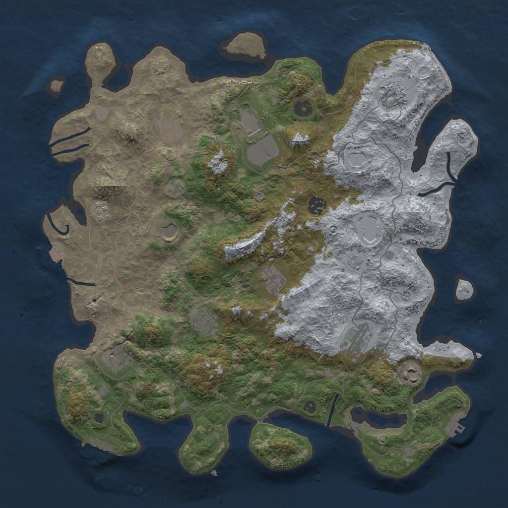 Rust Map: Procedural Map, Size: 4200, Seed: 1073886808, 19 Monuments