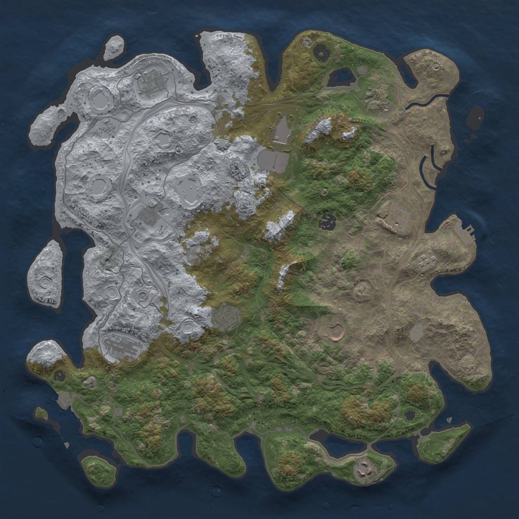 Rust Map: Procedural Map, Size: 4500, Seed: 256287002, 18 Monuments