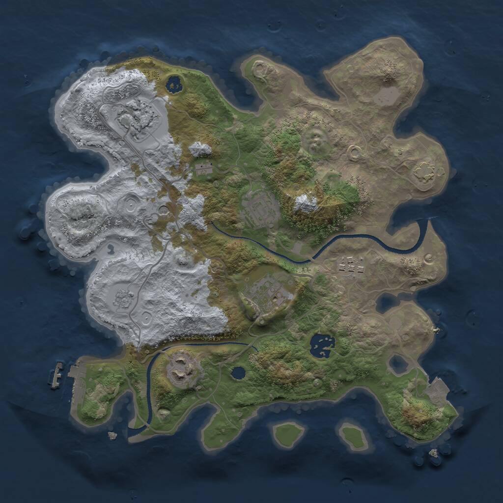Rust Map: Procedural Map, Size: 3000, Seed: 4390782, 11 Monuments