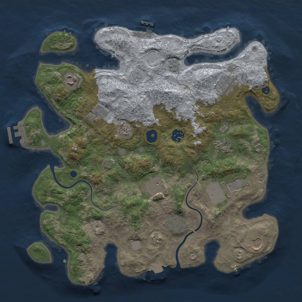 Rust Map: Procedural Map, Size: 3700, Seed: 1155627126, 15 Monuments
