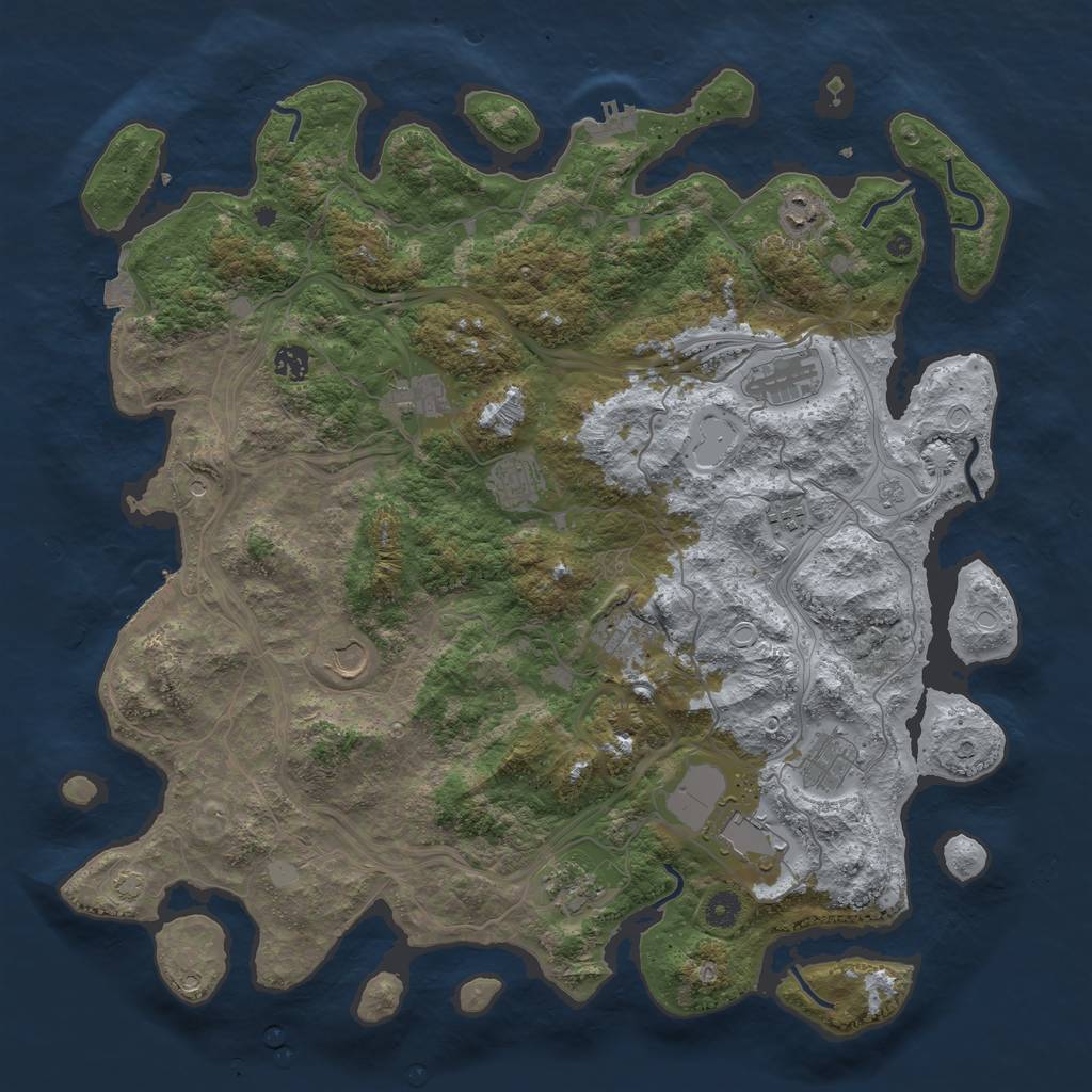 Rust Map: Procedural Map, Size: 4500, Seed: 913911, 19 Monuments