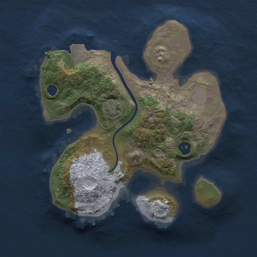 Rust Map: Procedural Map, Size: 2000, Seed: 34573, 2 Monuments