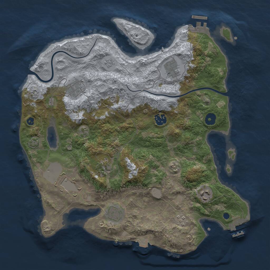 Rust Map: Procedural Map, Size: 3500, Seed: 1936147426, 14 Monuments