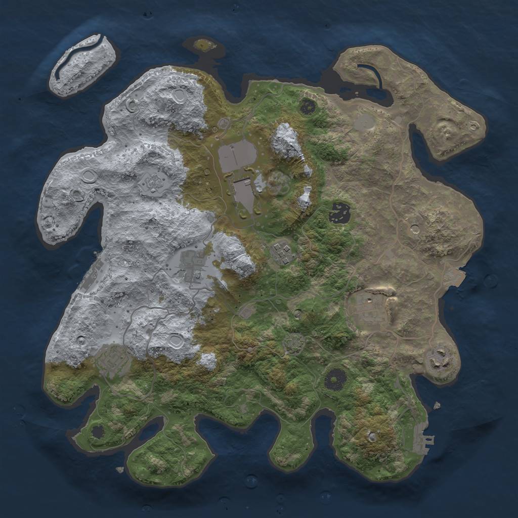 Rust Map: Procedural Map, Size: 3500, Seed: 1241257815, 15 Monuments