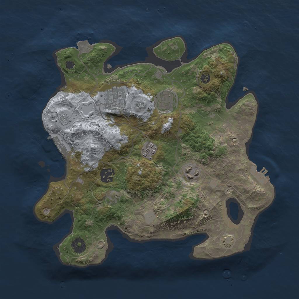 Rust Map: Procedural Map, Size: 3000, Seed: 17504, 12 Monuments