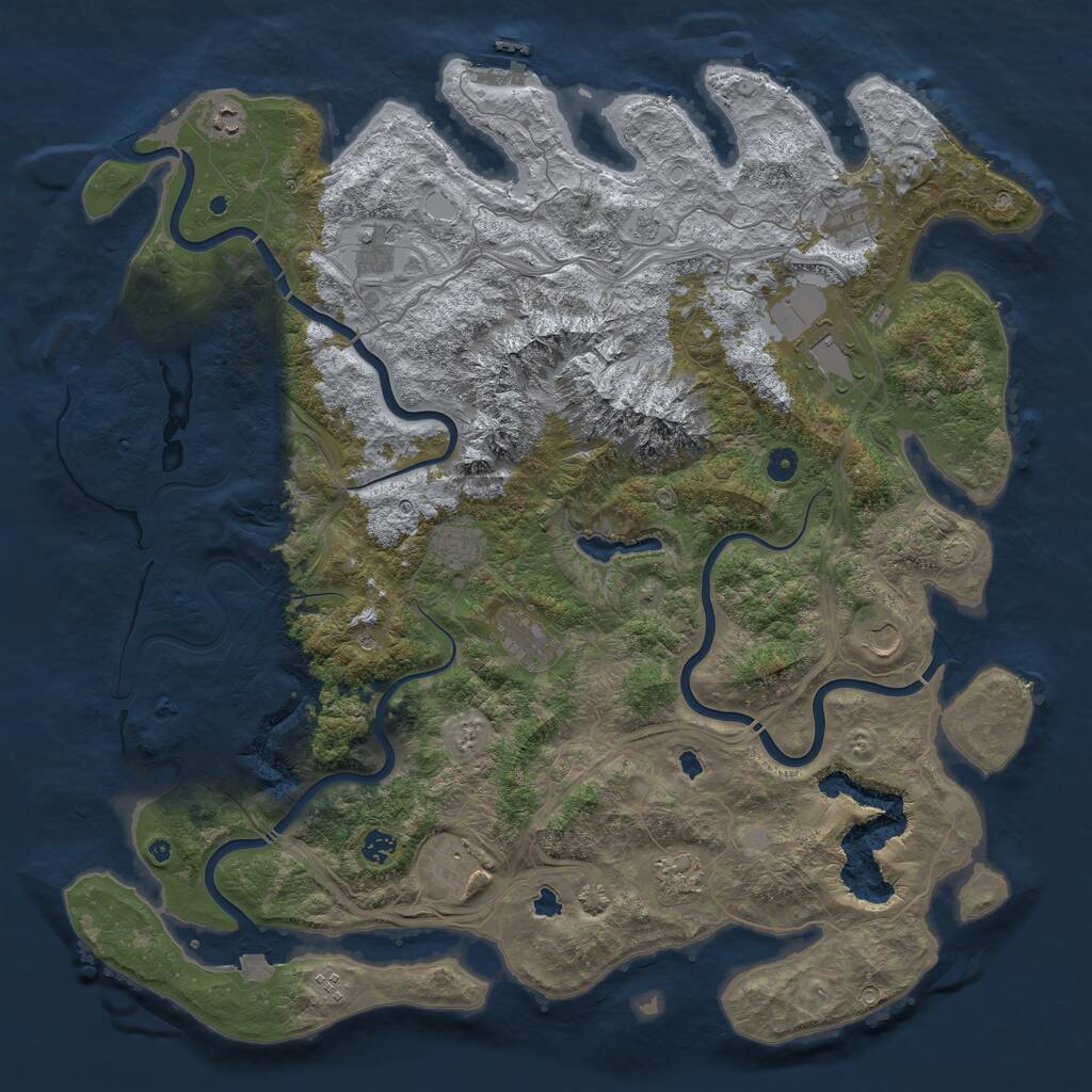 Rust Map: Procedural Map, Size: 5000, Seed: 983202641, 17 Monuments