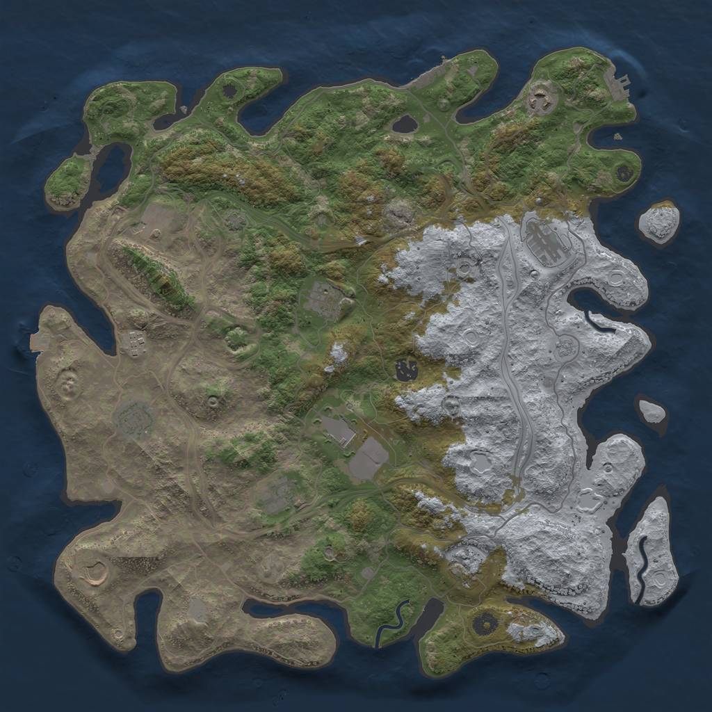 Rust Map: Procedural Map, Size: 4500, Seed: 1789936650, 19 Monuments