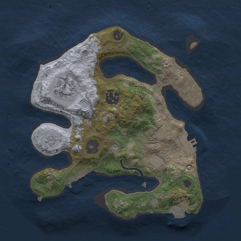 Rust Map: Procedural Map, Size: 2500, Seed: 90851194, 9 Monuments