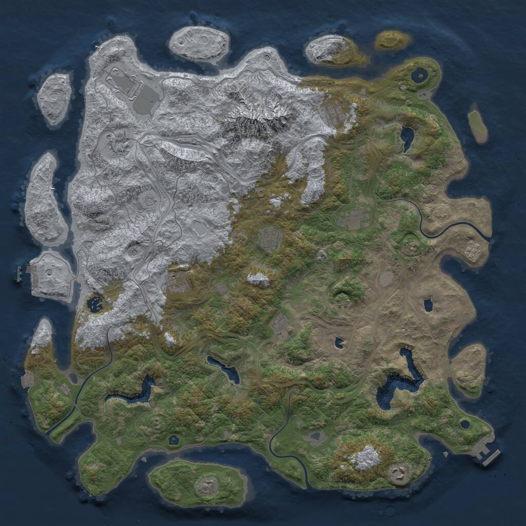 Rust Map: Procedural Map, Size: 5000, Seed: 407511143, 16 Monuments