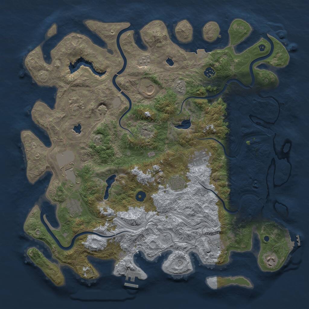 Rust Map: Procedural Map, Size: 4500, Seed: 873624, 16 Monuments