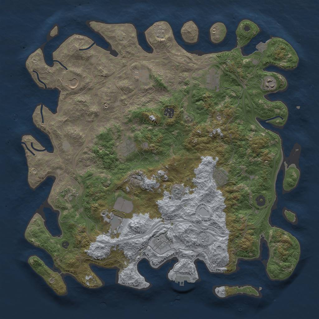Rust Map: Procedural Map, Size: 4500, Seed: 873624, 18 Monuments