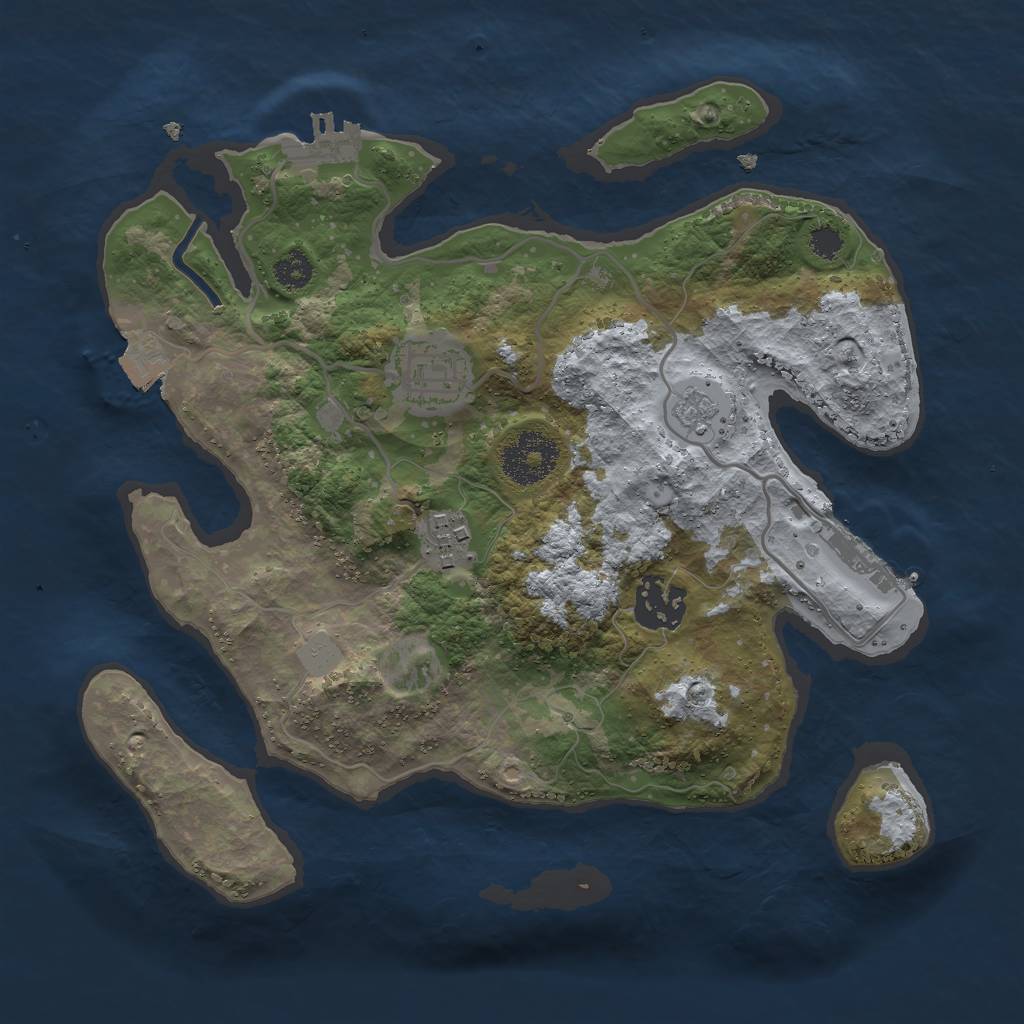 Rust Map: Procedural Map, Size: 2800, Seed: 117763302, 9 Monuments
