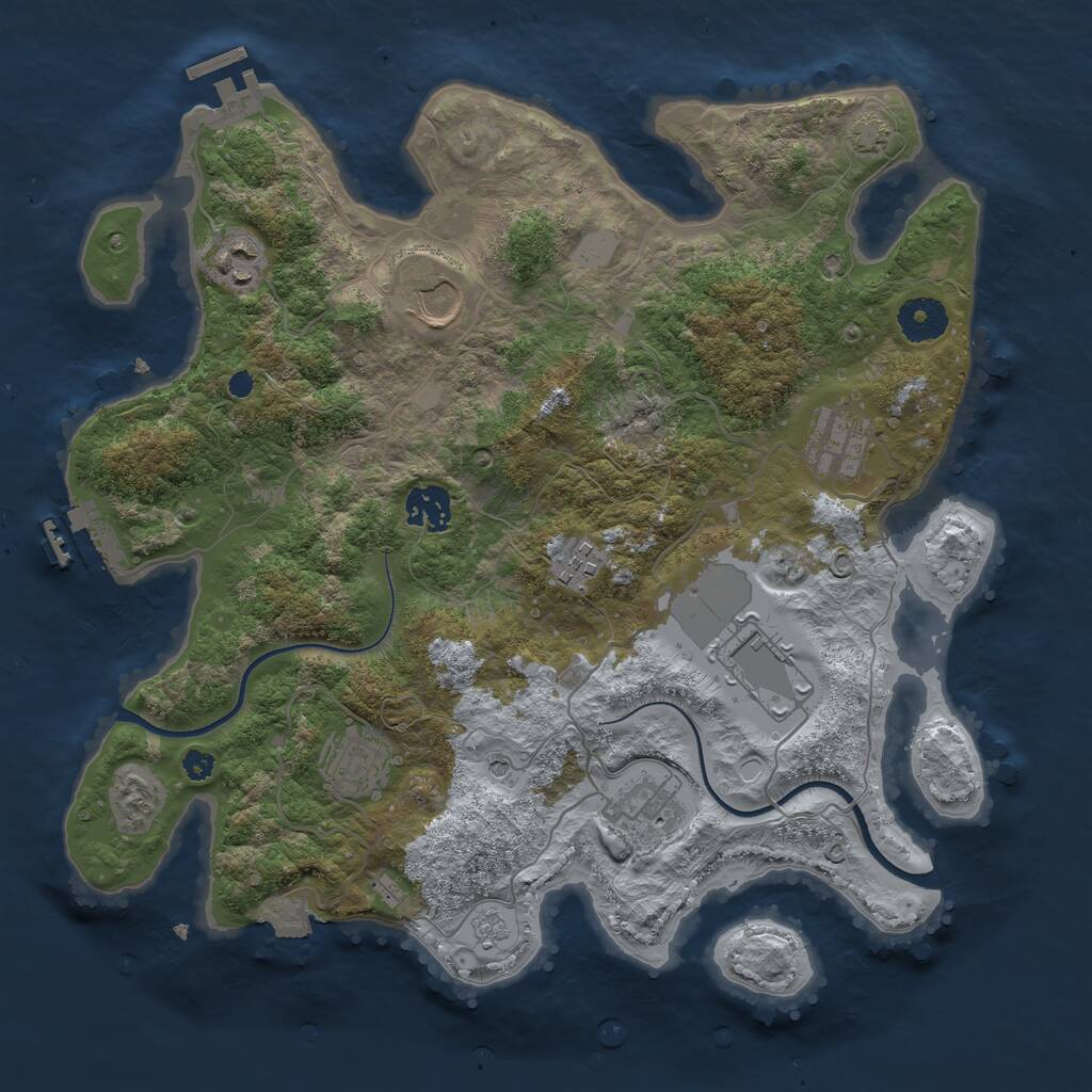 Rust Map: Procedural Map, Size: 3500, Seed: 887863027, 14 Monuments