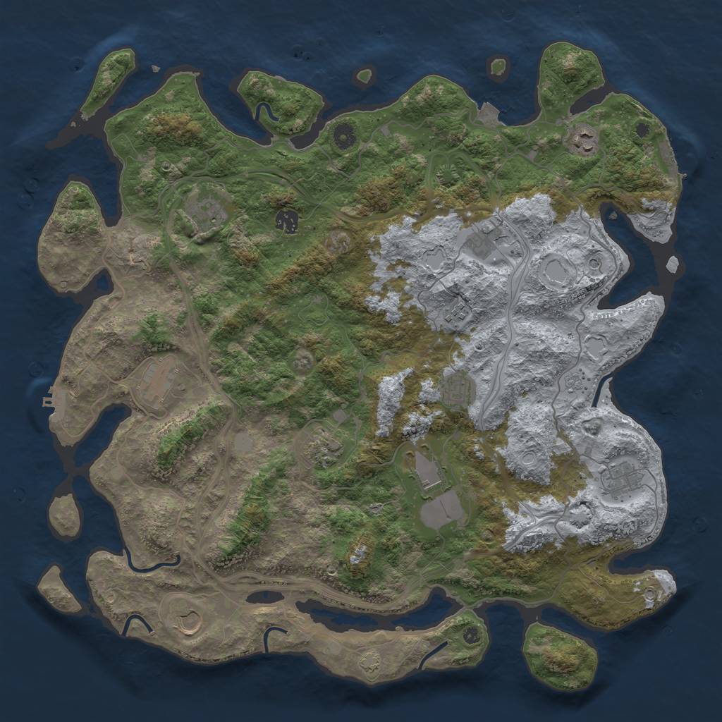 Rust Map: Procedural Map, Size: 4500, Seed: 1306508990, 19 Monuments