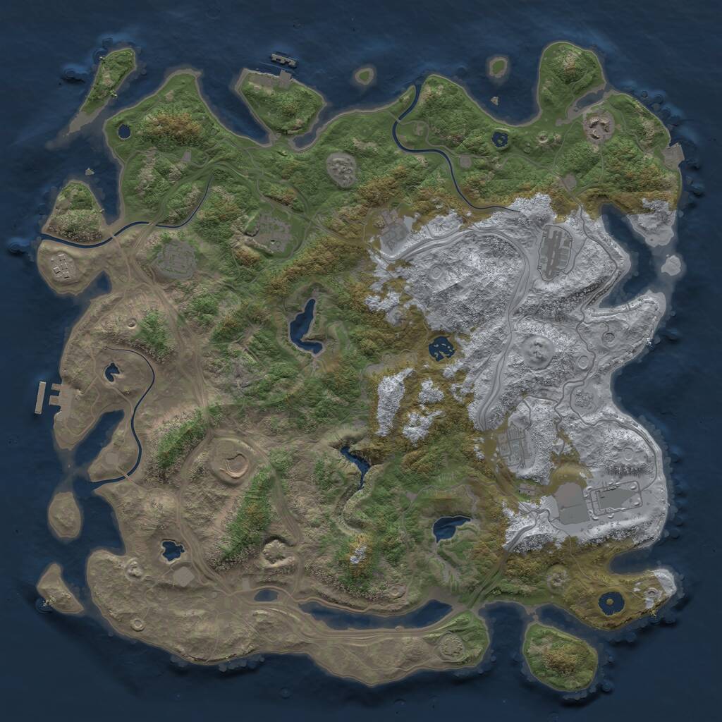 Rust Map: Procedural Map, Size: 4500, Seed: 1306508990, 16 Monuments
