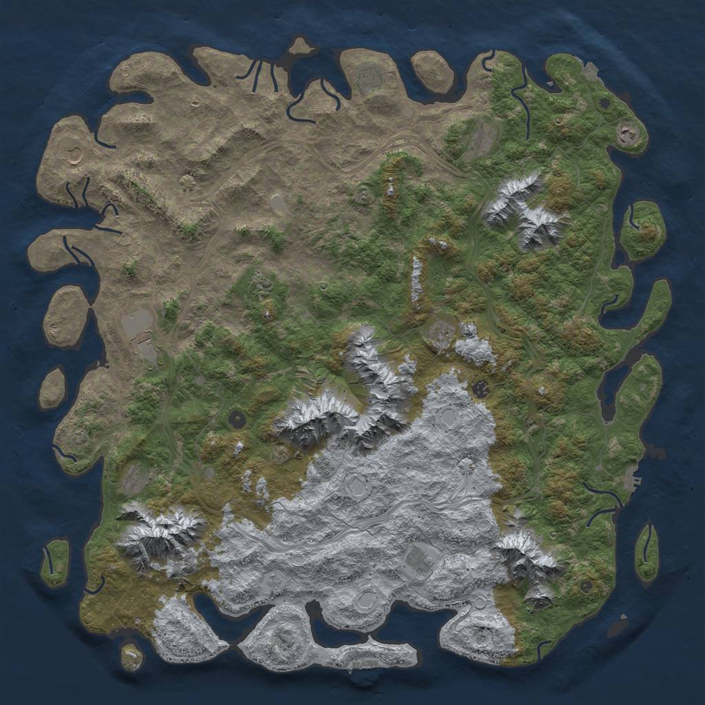 Rust Map: Procedural Map, Size: 6000, Seed: 45796627, 19 Monuments