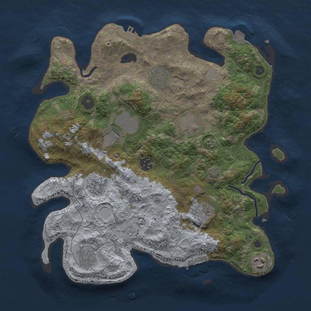 Rust Map: Procedural Map, Size: 3500, Seed: 386247151, 16 Monuments