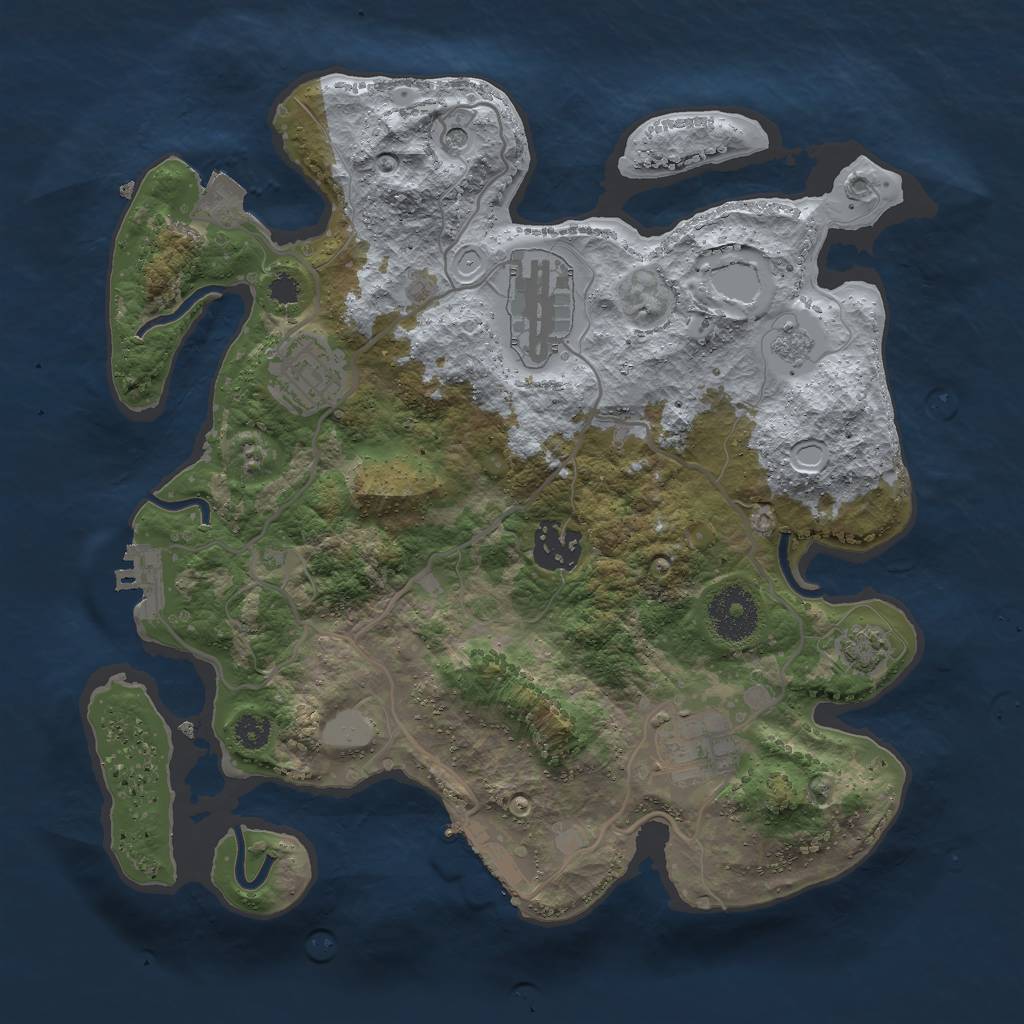 Rust Map: Procedural Map, Size: 3000, Seed: 23384, 12 Monuments