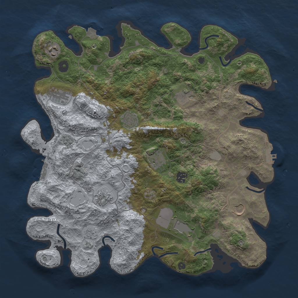 Rust Map: Procedural Map, Size: 4000, Seed: 298784679, 18 Monuments