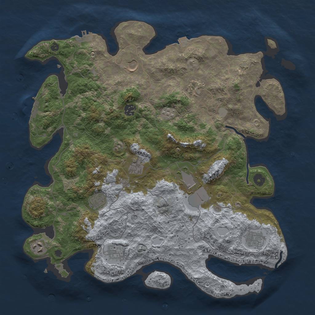 Rust Map: Procedural Map, Size: 4000, Seed: 2056834448, 18 Monuments