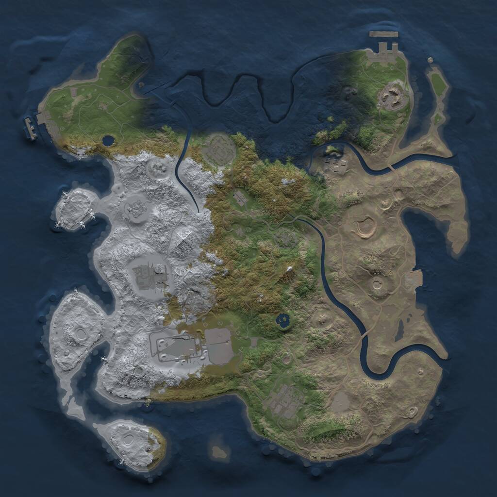 Rust Map: Procedural Map, Size: 3500, Seed: 1496629806, 13 Monuments