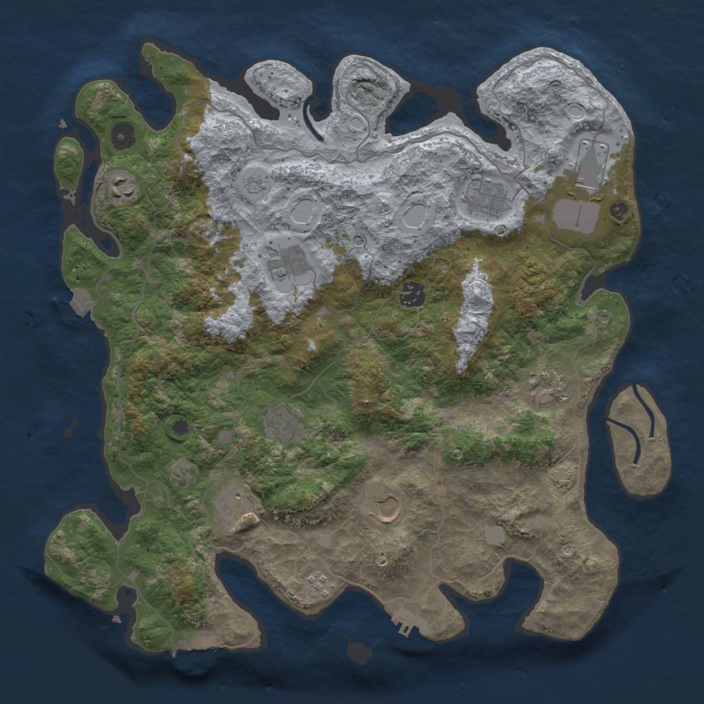 Rust Map: Procedural Map, Size: 4000, Seed: 709421268, 18 Monuments