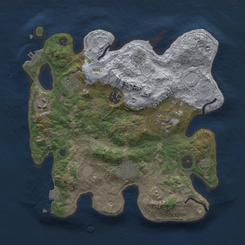 Rust Map: Procedural Map, Size: 3000, Seed: 1650988542, 13 Monuments