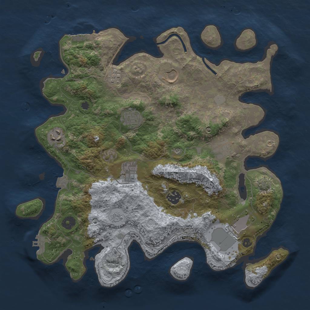 Rust Map: Procedural Map, Size: 3500, Seed: 426412228, 16 Monuments