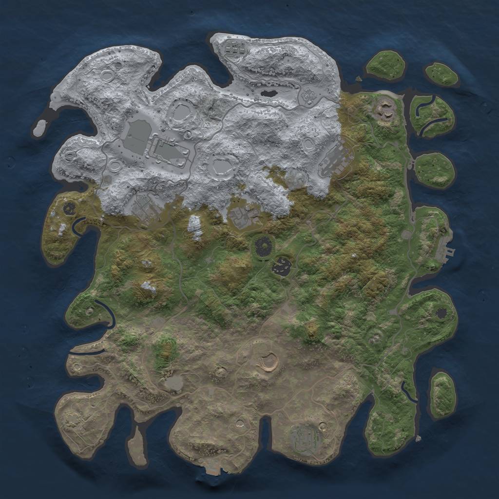 Rust Map: Procedural Map, Size: 4000, Seed: 854407742, 16 Monuments