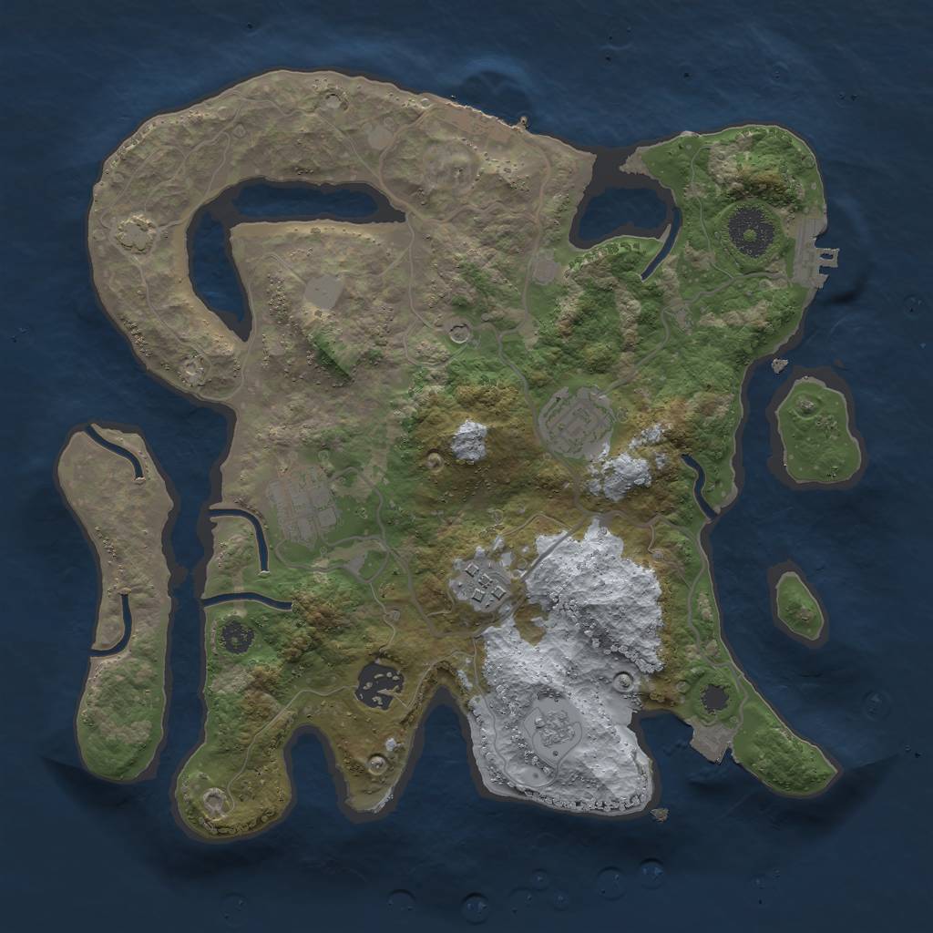 Rust Map: Procedural Map, Size: 3000, Seed: 1375803041, 12 Monuments