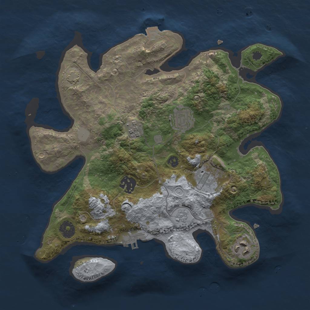 Rust Map: Procedural Map, Size: 2850, Seed: 1008657578, 11 Monuments