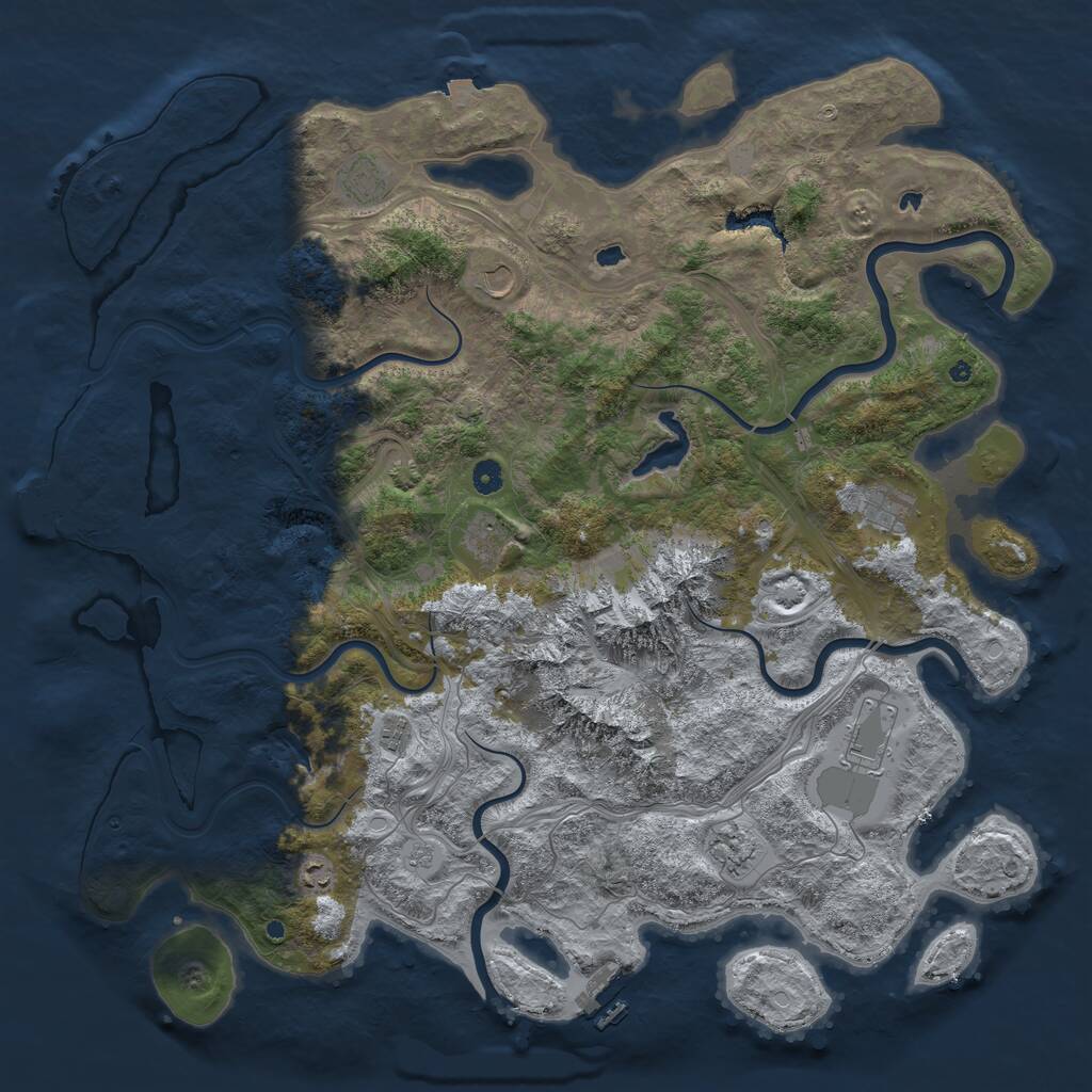 Rust Map: Procedural Map, Size: 5000, Seed: 1722030832, 14 Monuments
