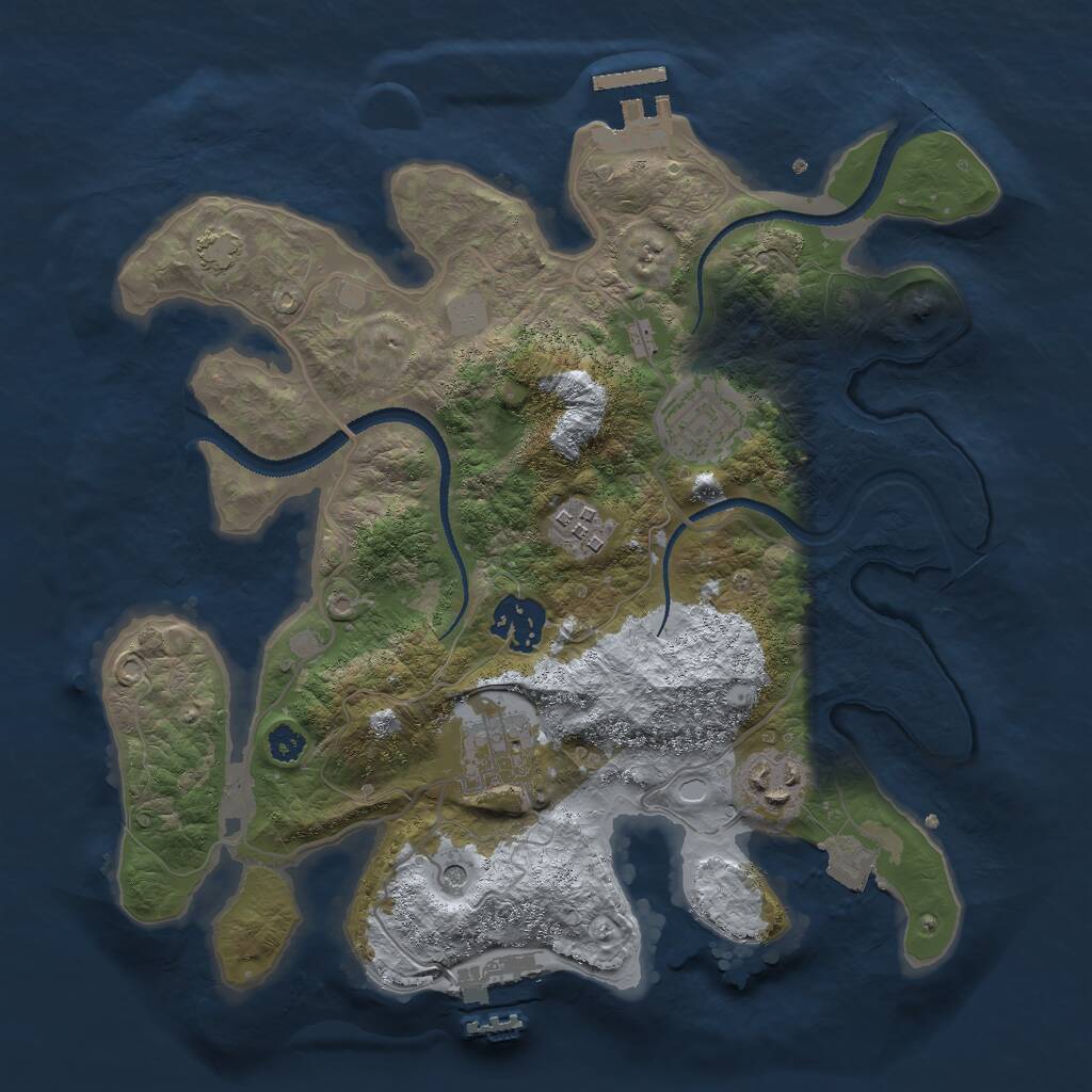 Rust Map: Procedural Map, Size: 3000, Seed: 1056092166, 10 Monuments
