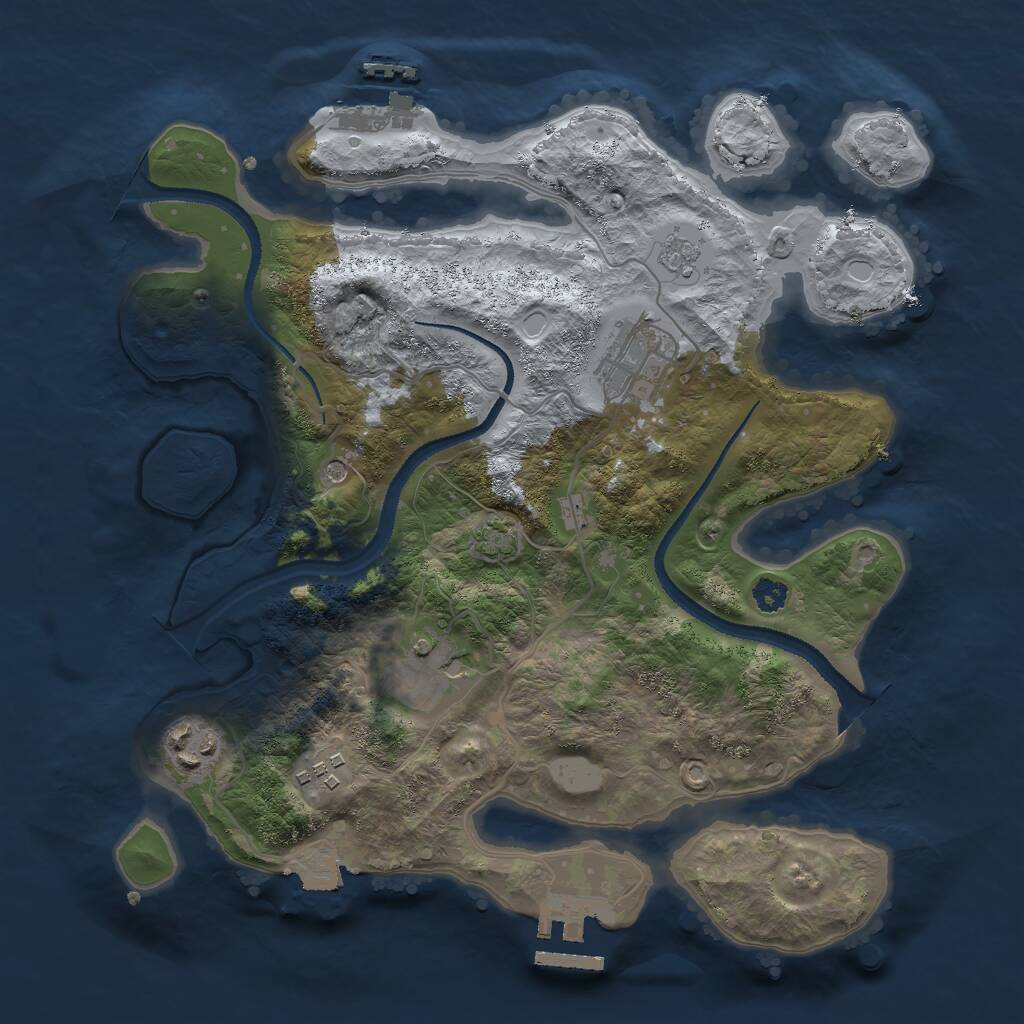Rust Map: Procedural Map, Size: 3000, Seed: 6294571, 10 Monuments