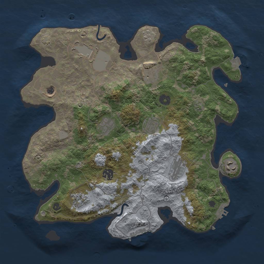 Rust Map: Procedural Map, Size: 3500, Seed: 1179382406, 18 Monuments