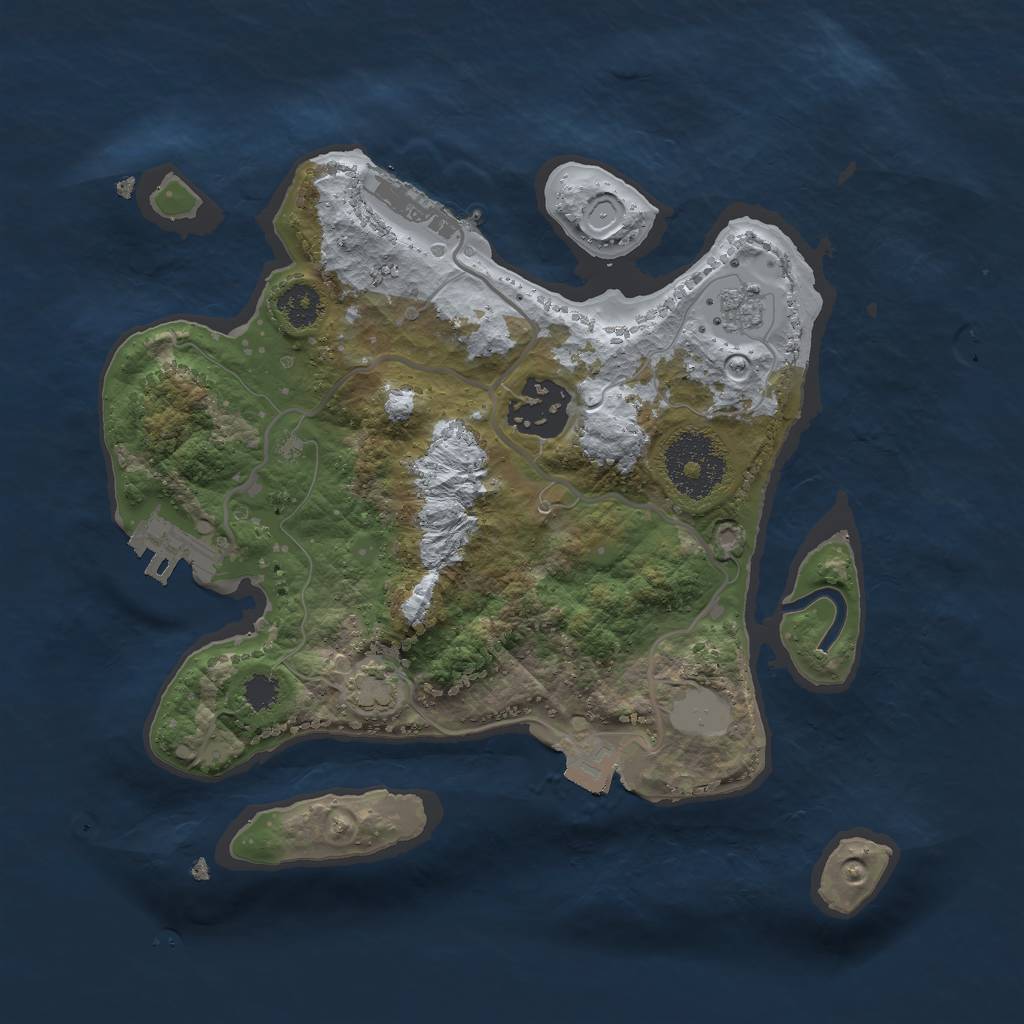 Rust Map: Procedural Map, Size: 2500, Seed: 906539570, 8 Monuments