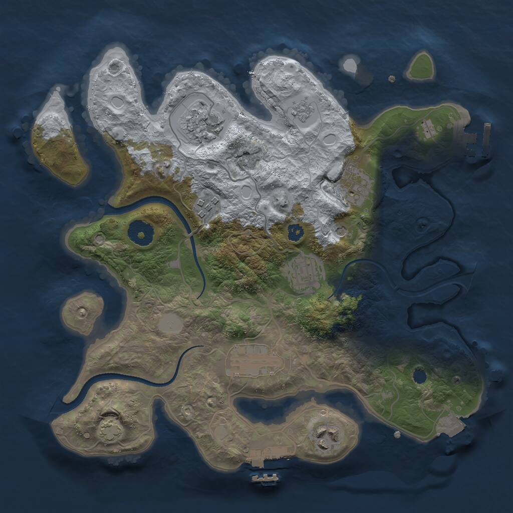 Rust Map: Procedural Map, Size: 3000, Seed: 790765382, 12 Monuments