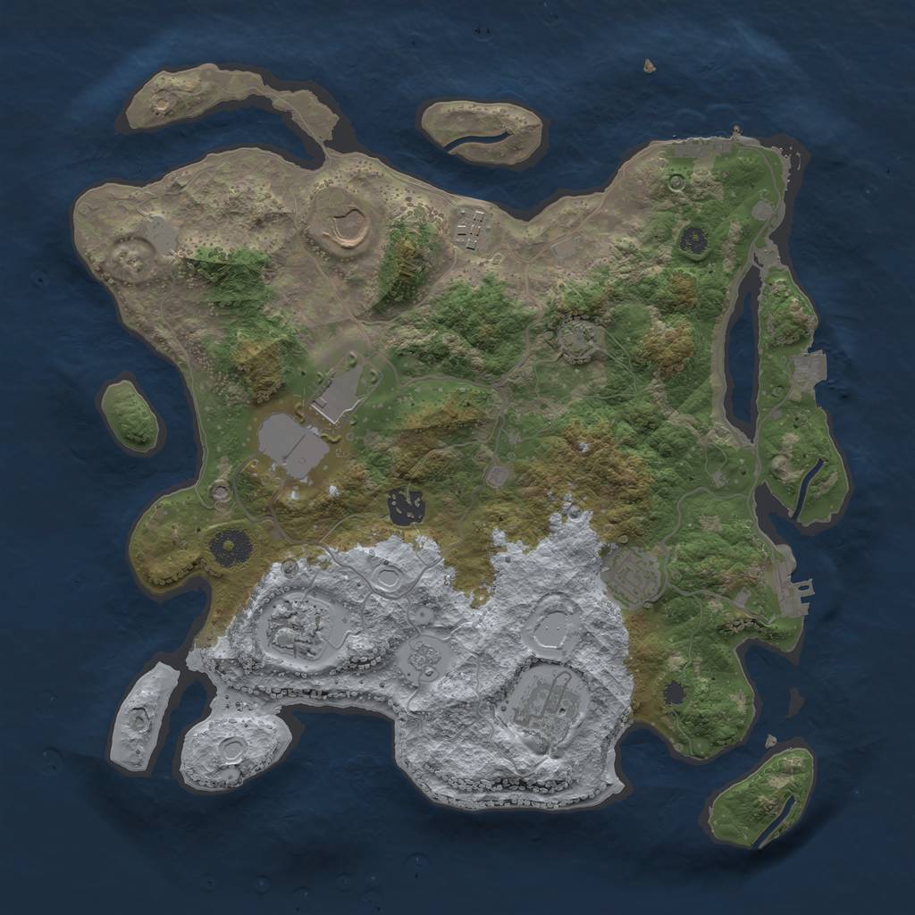 Rust Map: Procedural Map, Size: 3500, Seed: 337428395, 14 Monuments